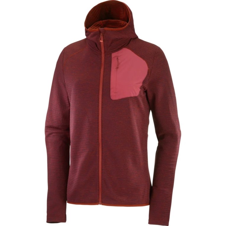 Salomon Essential Lightwarm Hooded Women's Jackets Burgundy | 149-NUTRGC