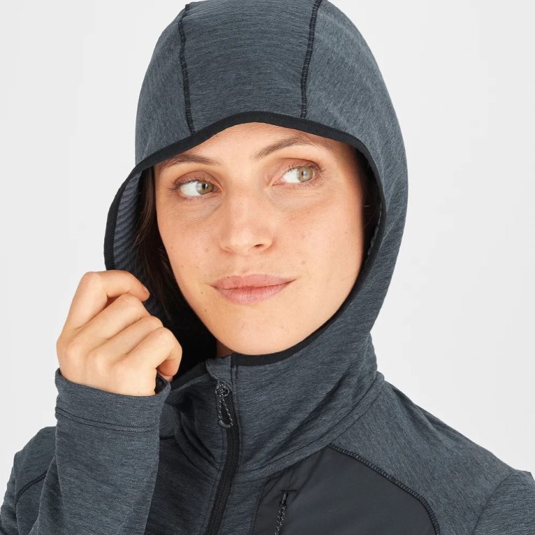 Salomon Essential Lightwarm Hooded Women's Jackets Black | 463-BUJWFV