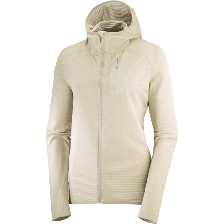 Salomon Essential Lightwarm Hooded Women's Jackets Cream | 724-WNILGR