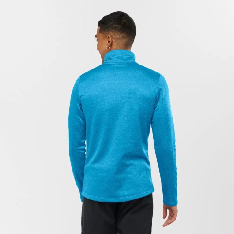 Salomon Essential Lightwarm Seamless Half Zip Men's Sweatshirt Blue | 167-SAYLEI