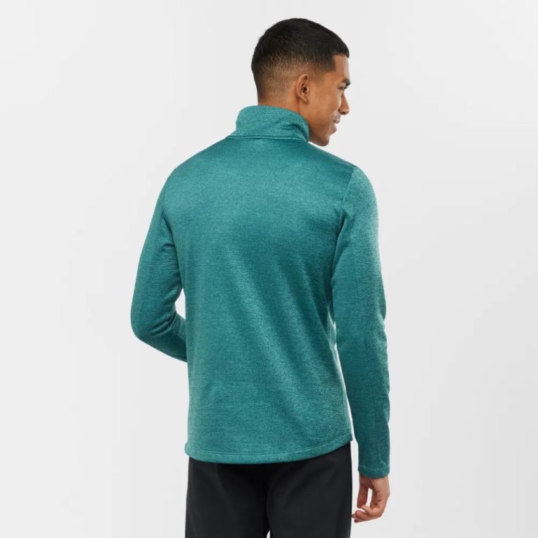 Salomon Essential Lightwarm Seamless Half Zip Men's Sweatshirt Turquoise | 346-KIEVAC