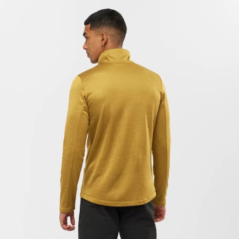 Salomon Essential Lightwarm Seamless Half Zip Men's Sweatshirt Gold | 627-QLXSWU