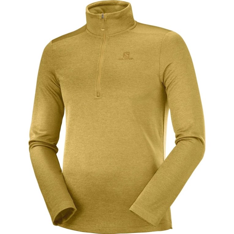 Salomon Essential Lightwarm Seamless Half Zip Men's Sweatshirt Gold | 627-QLXSWU