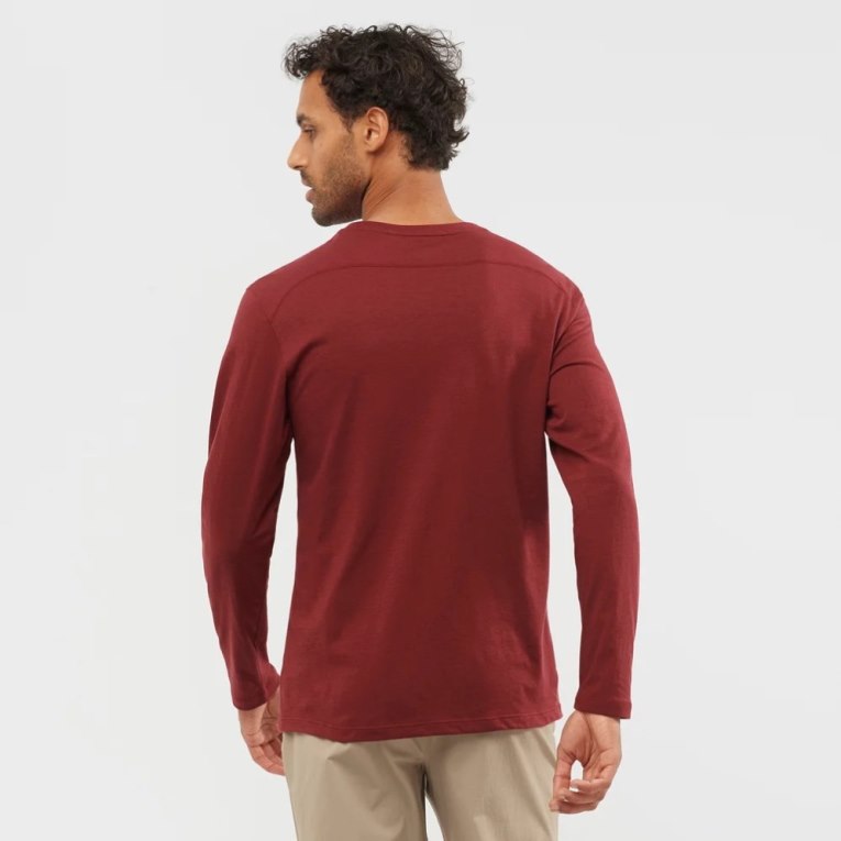 Salomon Essential Long Sleeve Men's T-Shirts Red | 081-AKONVP