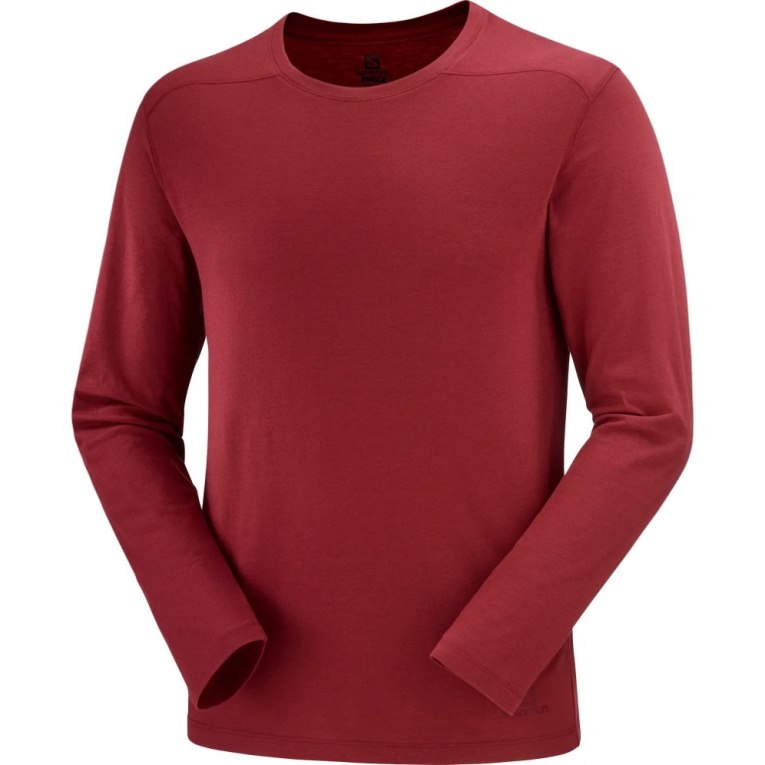 Salomon Essential Long Sleeve Men's T-Shirts Red | 081-AKONVP