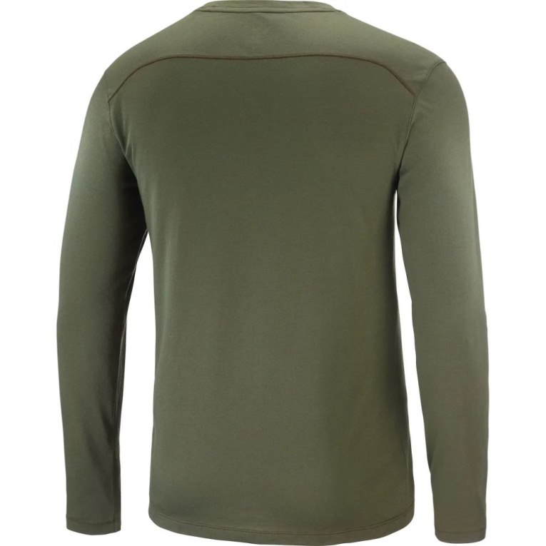 Salomon Essential Long Sleeve Men's T-Shirts Olive | 562-PTWKXV