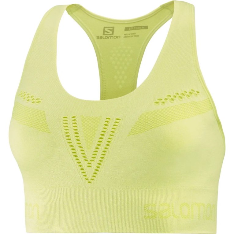 Salomon Essential Move On Seamless Women's Run Bras Lemon | 420-WHVITB