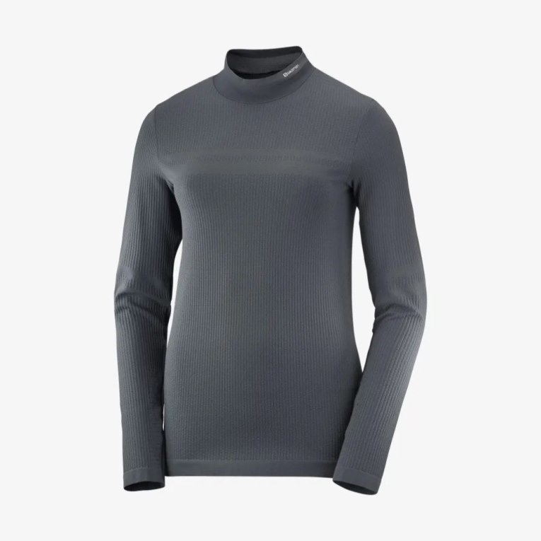 Salomon Essential Seamless Long Sleeve Women's T-Shirts Black | 095-LMECFA