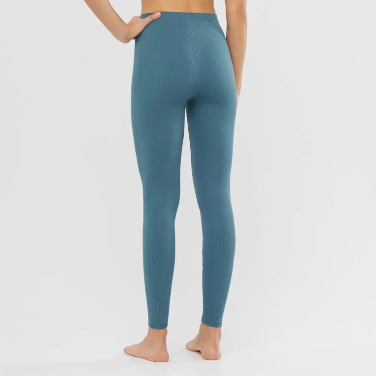 Salomon Essential Seamless Women's Running Tights Blue | 436-GBYCFH