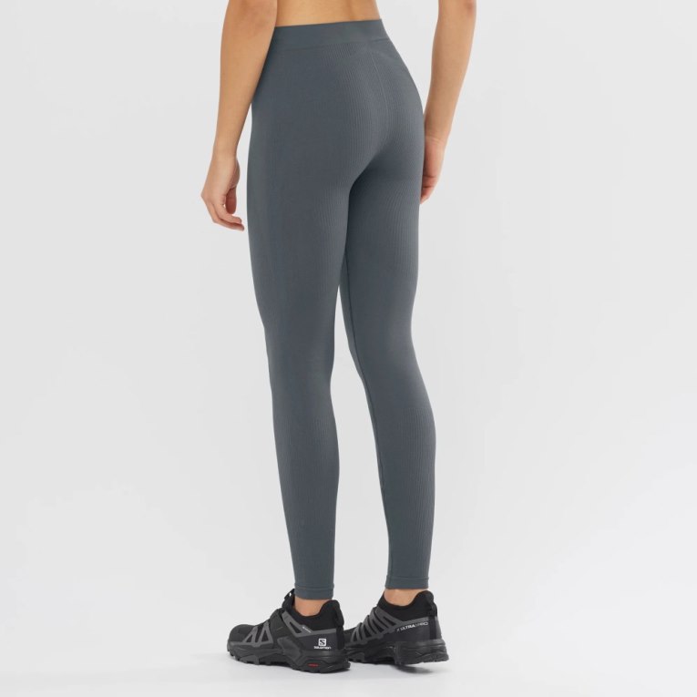 Salomon Essential Seamless Women's Running Tights Dark Grey | 604-GZHKVW