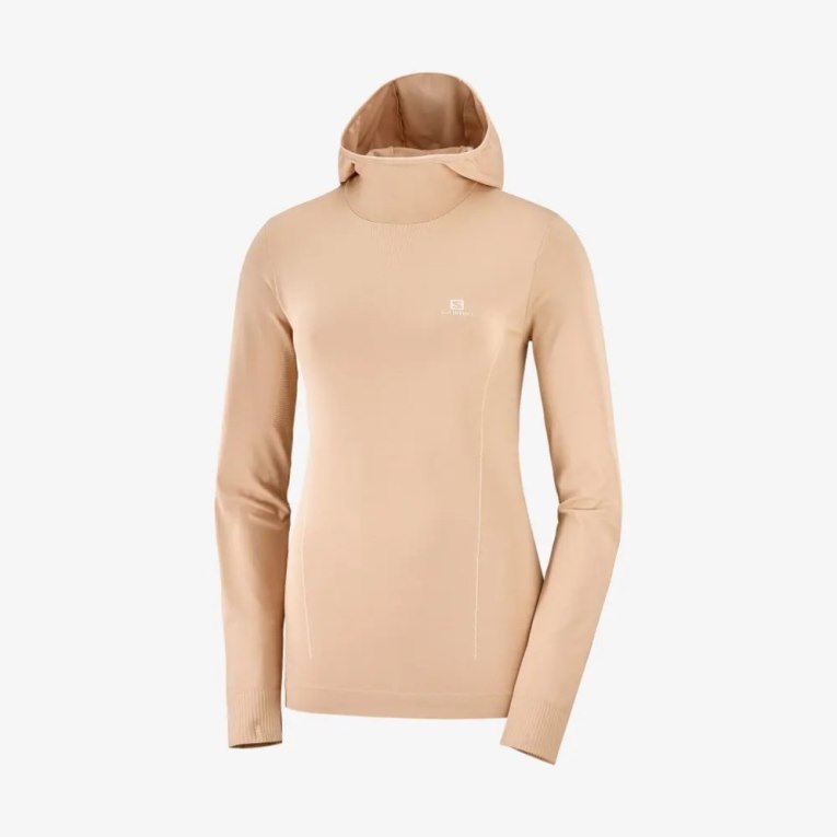 Salomon Essential Seamless Women's Sweatshirt Apricot | 170-ZIVGYE