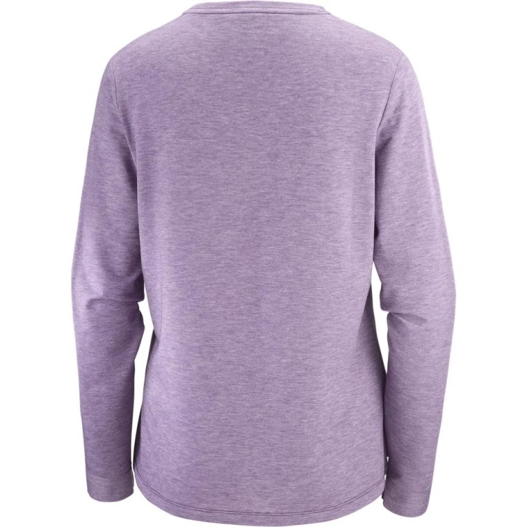 Salomon Essential Tencel Long Sleeve Women's T-Shirts Lavender | 087-QXNSIY