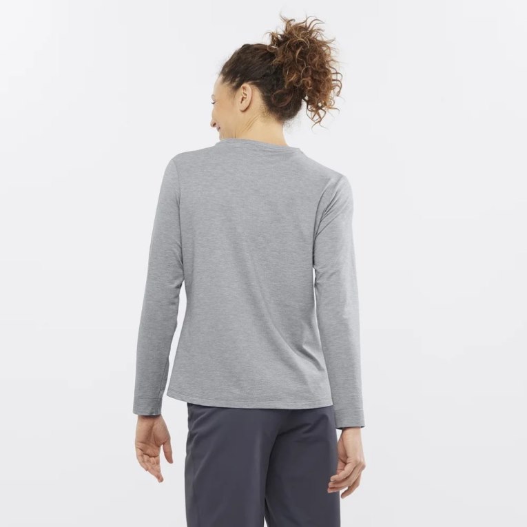 Salomon Essential Tencel Long Sleeve Women's T-Shirts Grey | 934-KUNWAG