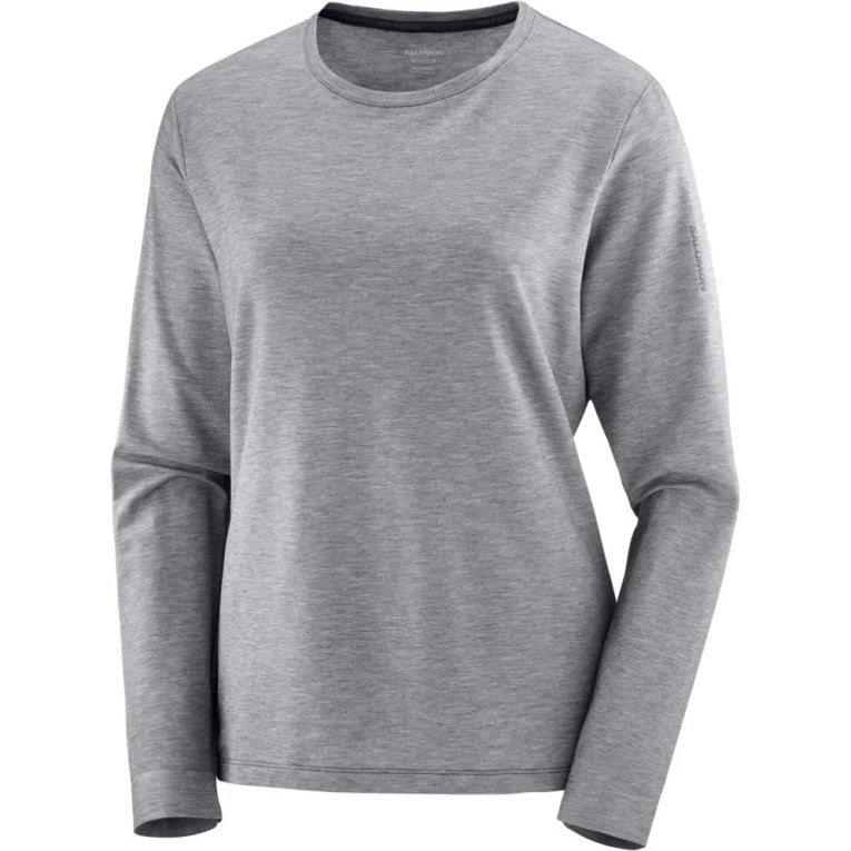 Salomon Essential Tencel Long Sleeve Women's T-Shirts Grey | 934-KUNWAG