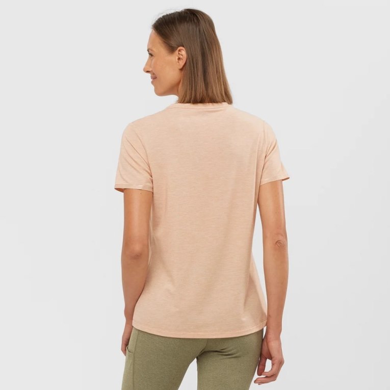 Salomon Essential Tencel Short Sleeve Women's T-Shirts Coral | 413-IHWCKO