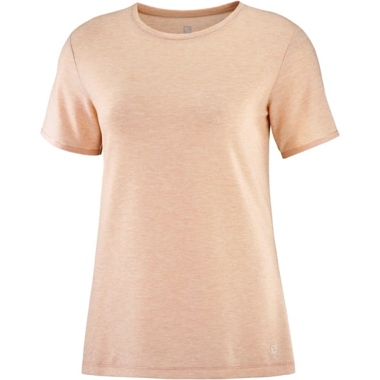 Salomon Essential Tencel Short Sleeve Women's T-Shirts Coral | 413-IHWCKO