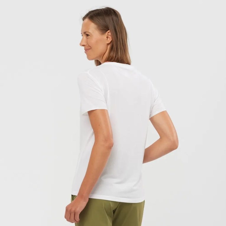 Salomon Essential Tencel Short Sleeve Women's T-Shirts White | 675-TYUNEK