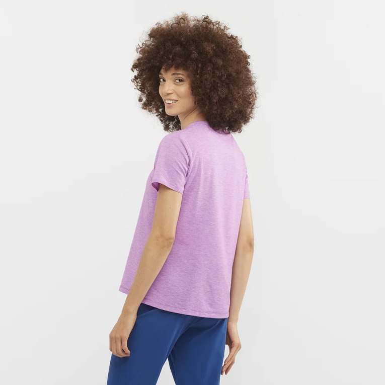 Salomon Essential Tencel Short Sleeve Women's T-Shirts Lavender | 938-LURWEA