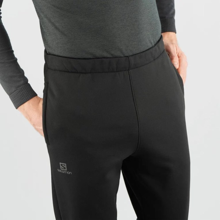 Salomon Essential Warm Fleece Men's Sport Pants Black | 485-ELNGSK