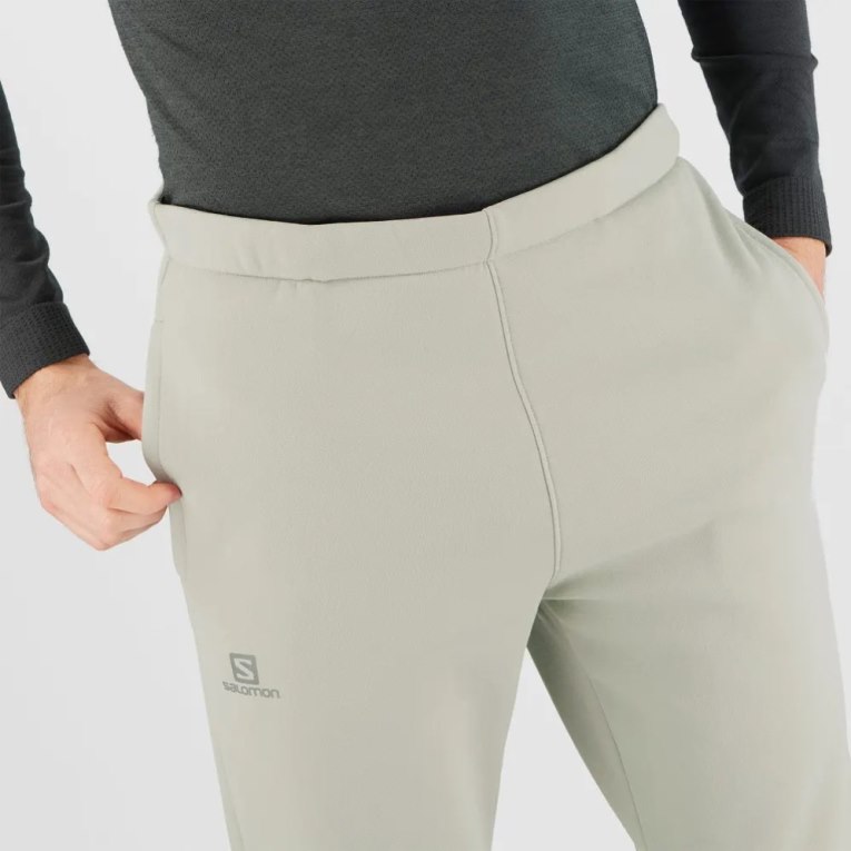 Salomon Essential Warm Fleece Men's Sport Pants Light Grey | 517-NJRIPF