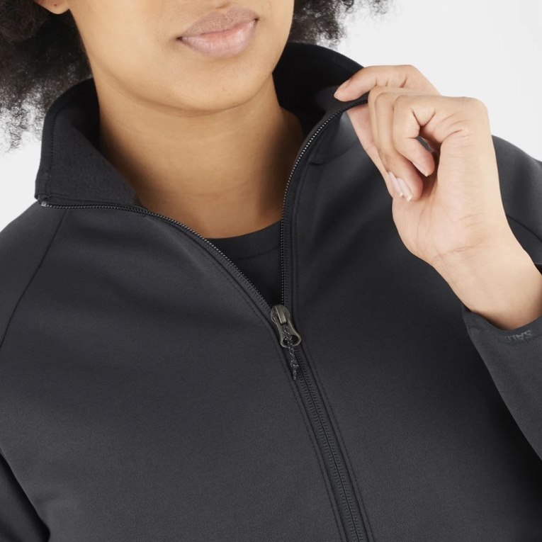 Salomon Essential Warm Full Zip Women's Jackets Black | 107-JIFNWL