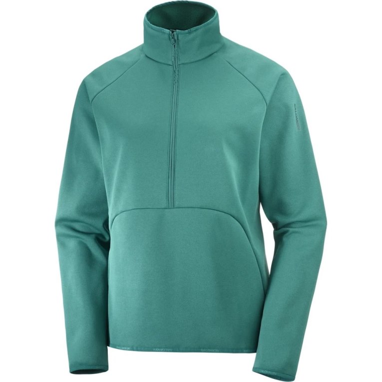 Salomon Essential Warm Half Zip Women's Jackets Green | 479-AQUFXI