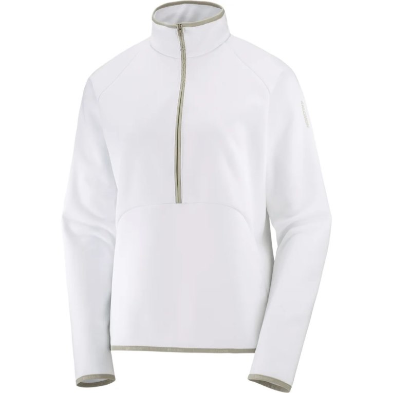 Salomon Essential Warm Half Zip Women's Jackets White | 860-MLUADC