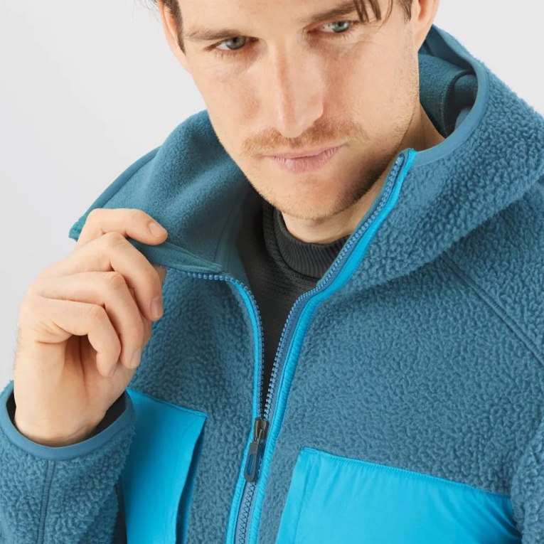 Salomon Essential Warm Teddy Men's Jackets Turquoise | 637-NRIDWA