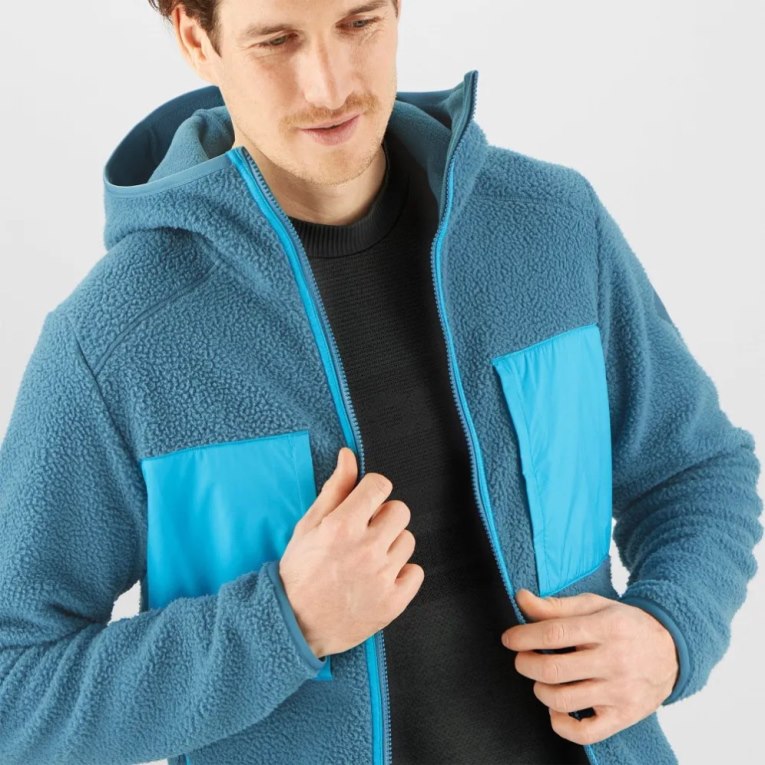 Salomon Essential Warm Teddy Men's Jackets Turquoise | 637-NRIDWA