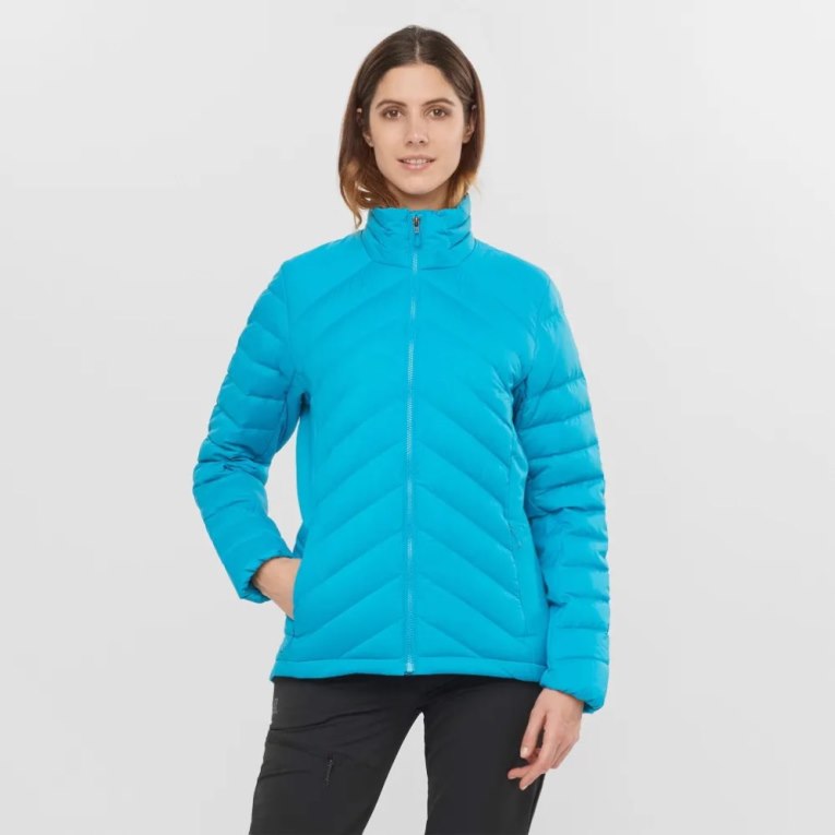 Salomon Essential Xwarm Down Women\'s Insulated Jackets Turquoise | 942-NMHIOA