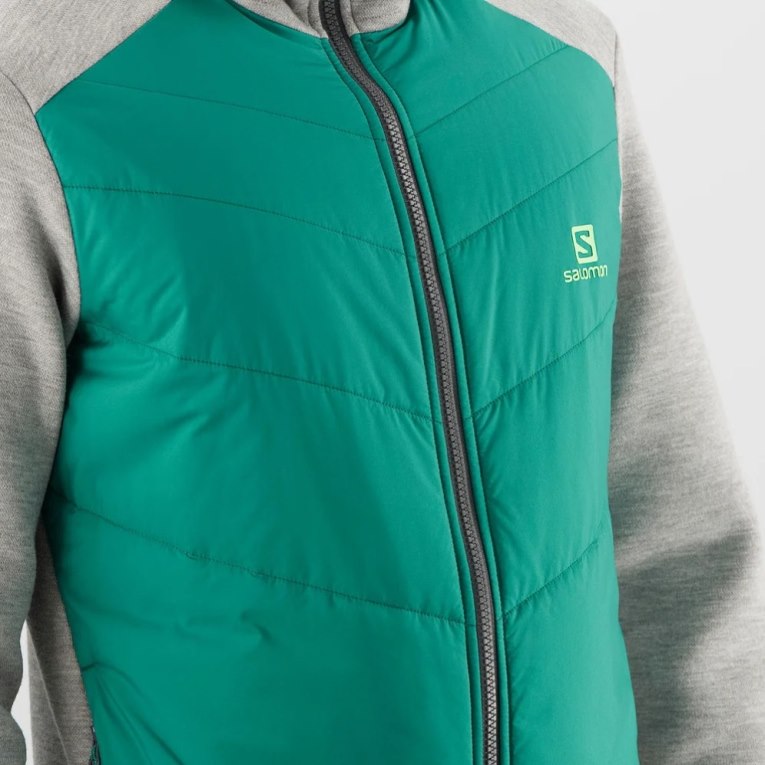 Salomon Essential Xwarm Hybrid Men's Jackets Grey / Green | 251-LPVAGB