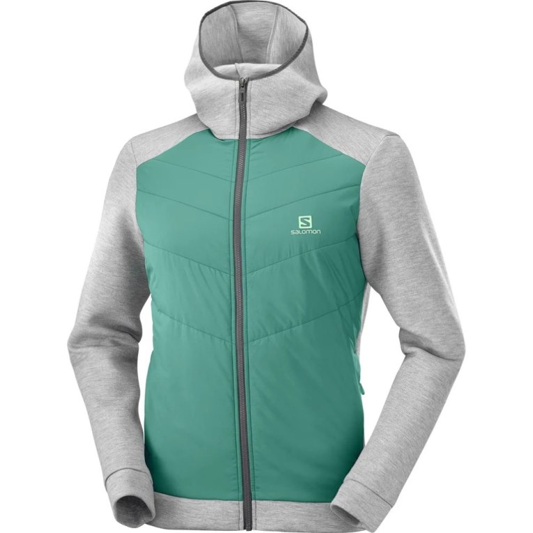 Salomon Essential Xwarm Hybrid Men's Jackets Grey / Green | 251-LPVAGB