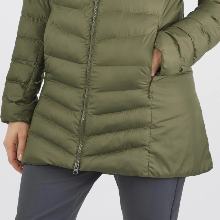 Salomon Essential Xwarm Long Women's Insulated Jackets Olive | 701-MKRVFT