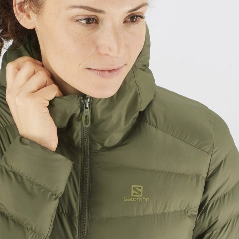 Salomon Essential Xwarm Long Women's Insulated Jackets Olive | 701-MKRVFT