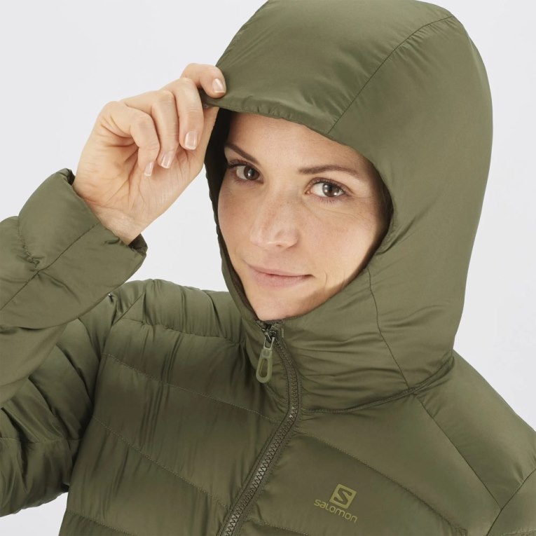 Salomon Essential Xwarm Long Women's Insulated Jackets Olive | 701-MKRVFT