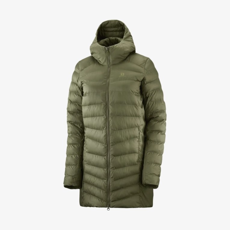 Salomon Essential Xwarm Long Women's Insulated Jackets Olive | 701-MKRVFT