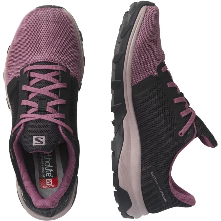 Salomon Outbound Prism GTX Women's Hiking Shoes Black / Purple | 823-BIUYZF