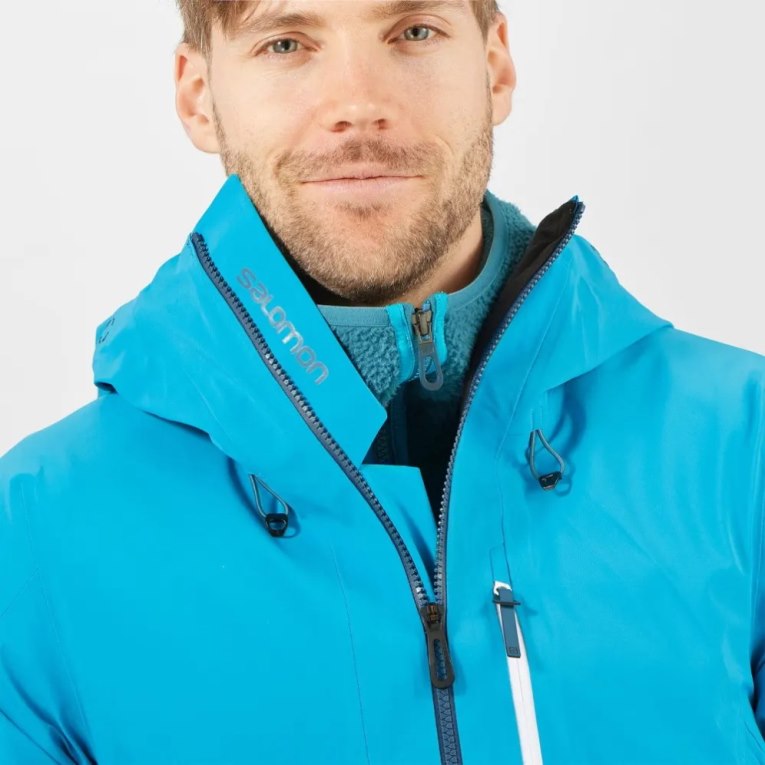 Salomon Outlaw 3L Shell Men's Ski Jackets Turquoise | 974-KCLUAG