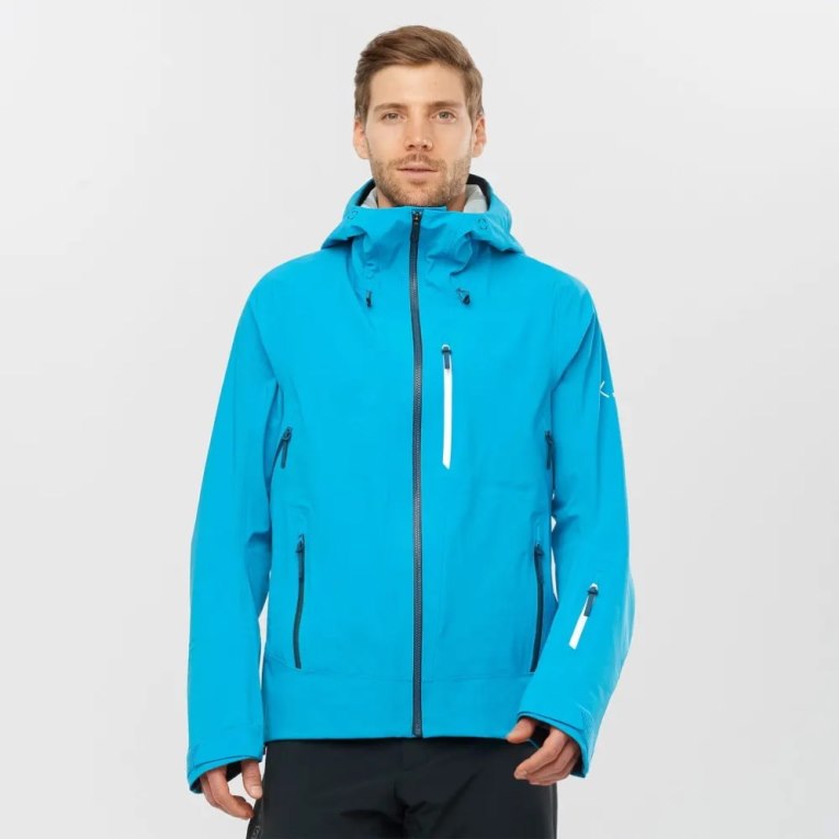 Salomon Outlaw 3L Shell Men\'s Ski Jackets Turquoise | 974-KCLUAG