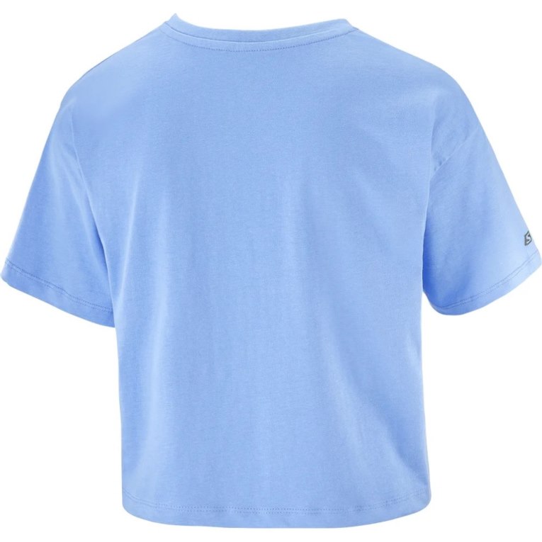 Salomon Outlife Crop Logo Short Sleeve Women's T-Shirts Light Blue | 931-EGPUDY