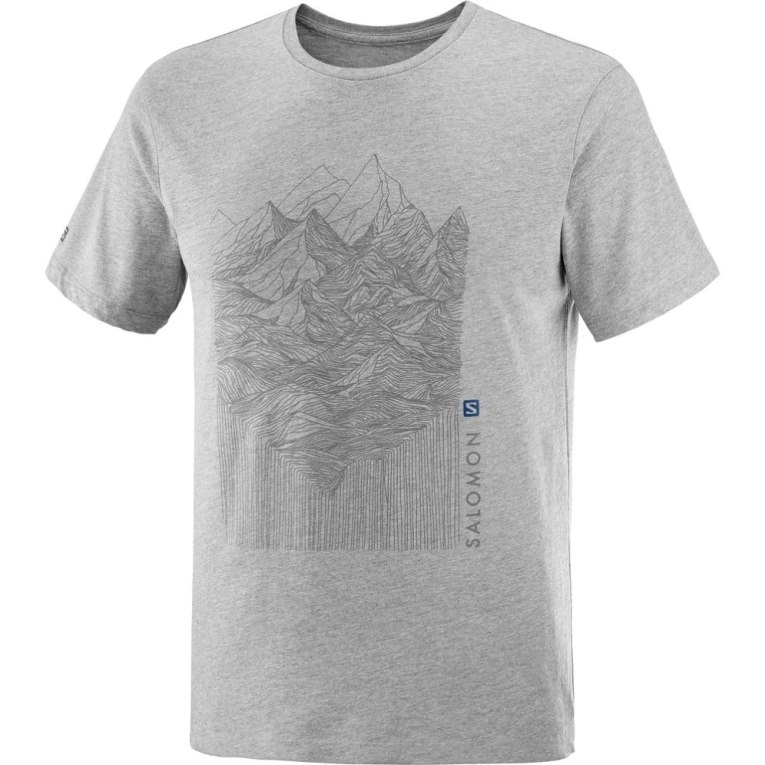 Salomon Outlife Graphic Mountain Heather Short Sleeve Men's T-Shirts Grey | 095-FMAPVC