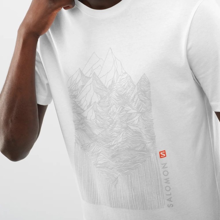 Salomon Outlife Graphic Mountain Short Sleeve Men's T-Shirts White | 103-CBIPQX