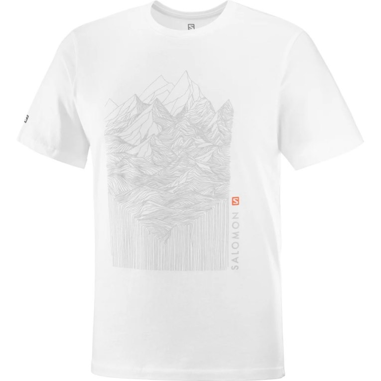 Salomon Outlife Graphic Mountain Short Sleeve Men's T-Shirts White | 103-CBIPQX