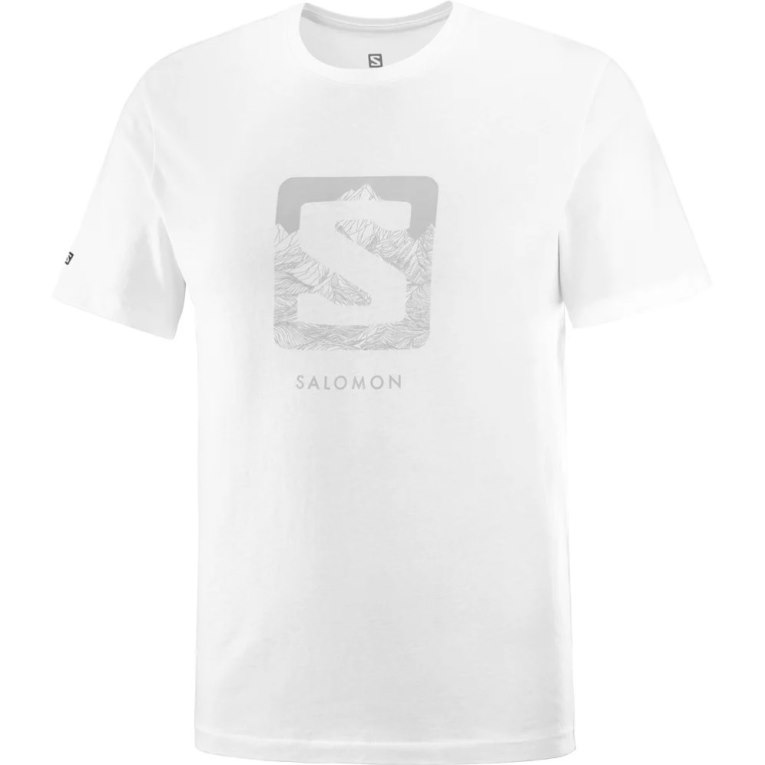 Salomon Outlife Logo Short Sleeve Men's T-Shirts White | 092-DZVLXO