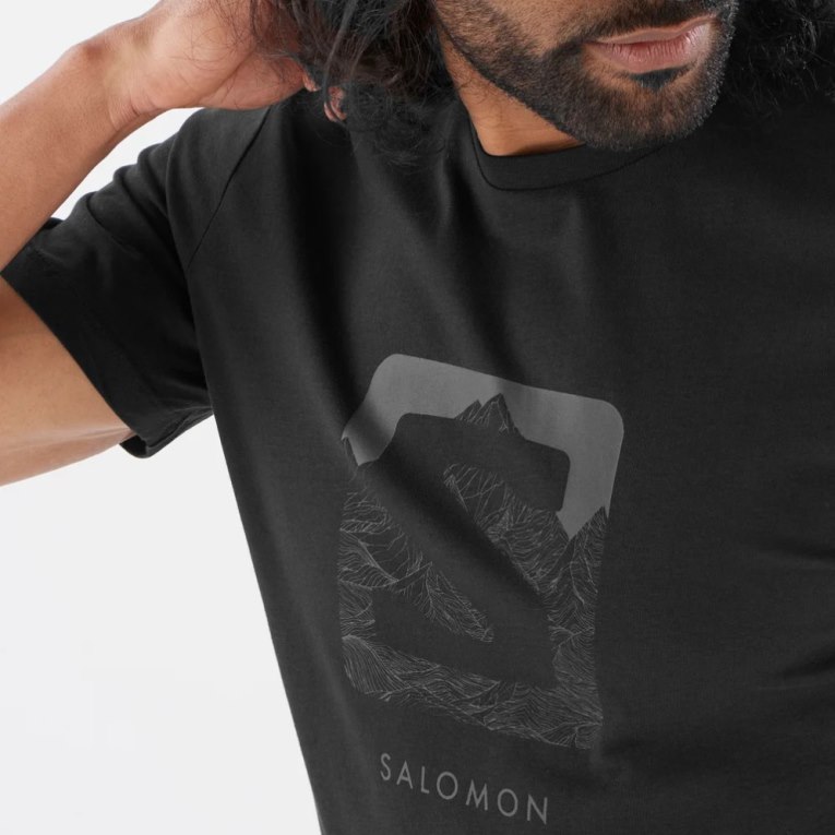 Salomon Outlife Logo Short Sleeve Men's T-Shirts Black | 537-KTECUX