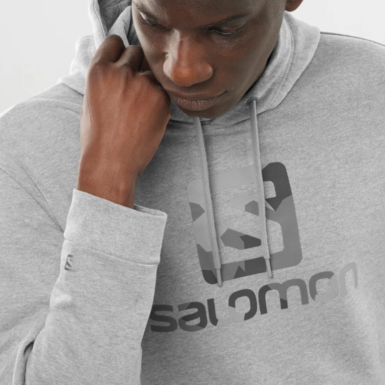 Salomon Outlife Logo Summer Heather Men's Hoodie Grey | 120-KIAGTR