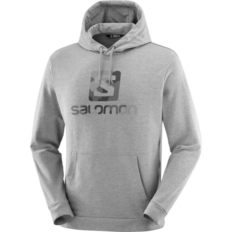 Salomon Outlife Logo Summer Heather Men's Hoodie Grey | 120-KIAGTR