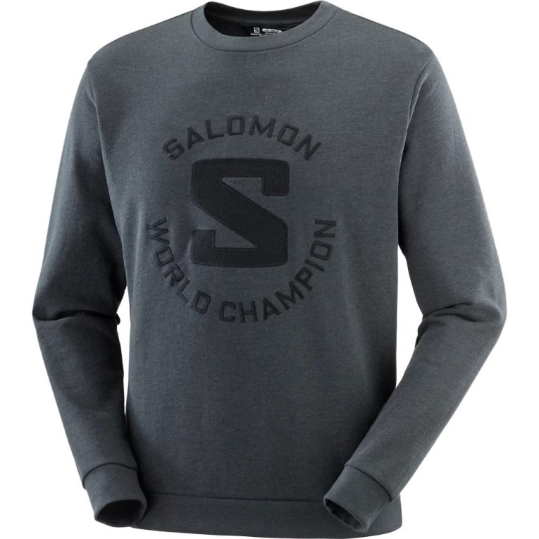 Salomon Outlife Logo Summer Heather Men's Sweatshirt Dark Grey | 243-EHJUTV