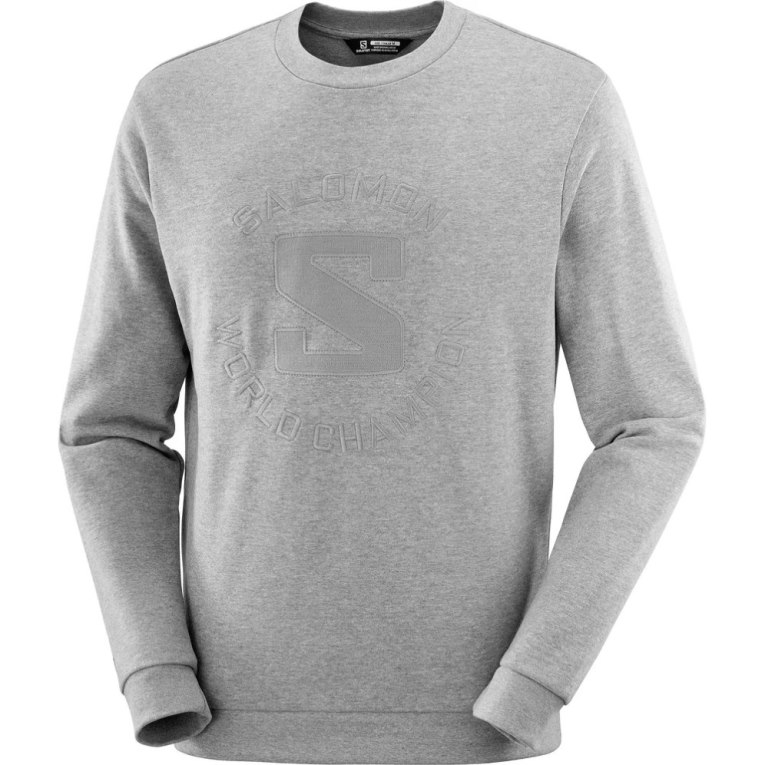 Salomon Outlife Logo Summer Heather Men's Sweatshirt Grey | 372-XRDLEO