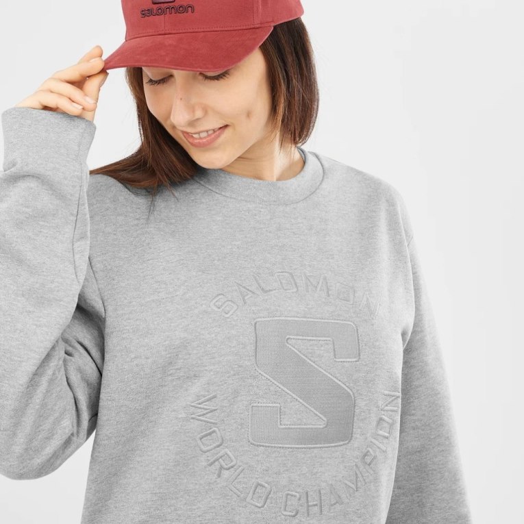 Salomon Outlife Logo Summer Heather Women's Sweatshirt Grey | 406-GZKDJT